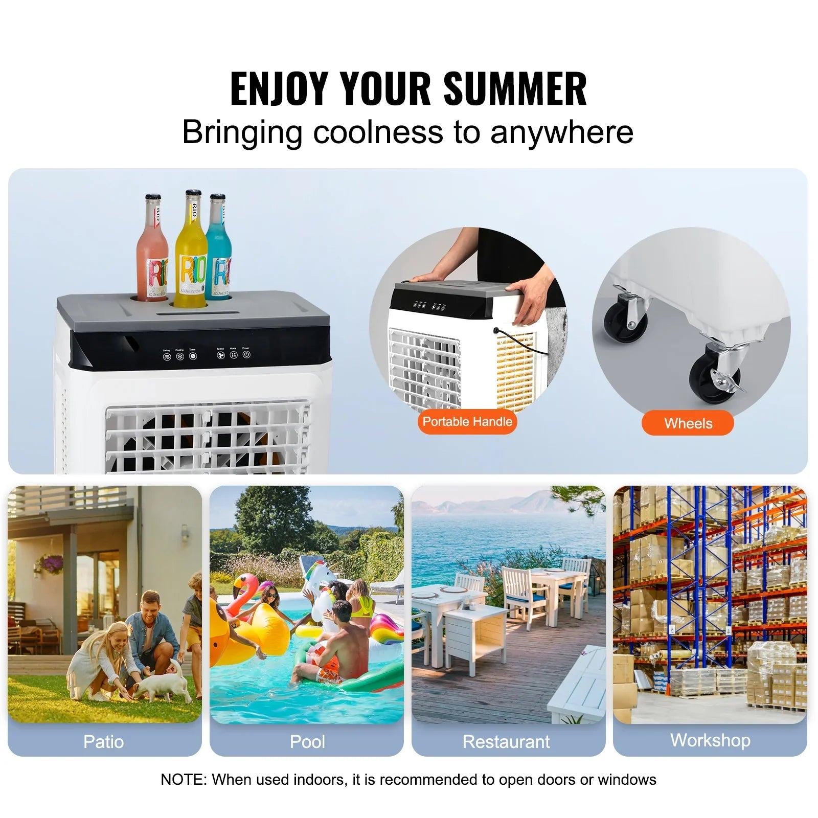 Evaporative Cooler Swamp Cooler 3-in-1 2100  7 Gal 12h Timer Air Humidifier