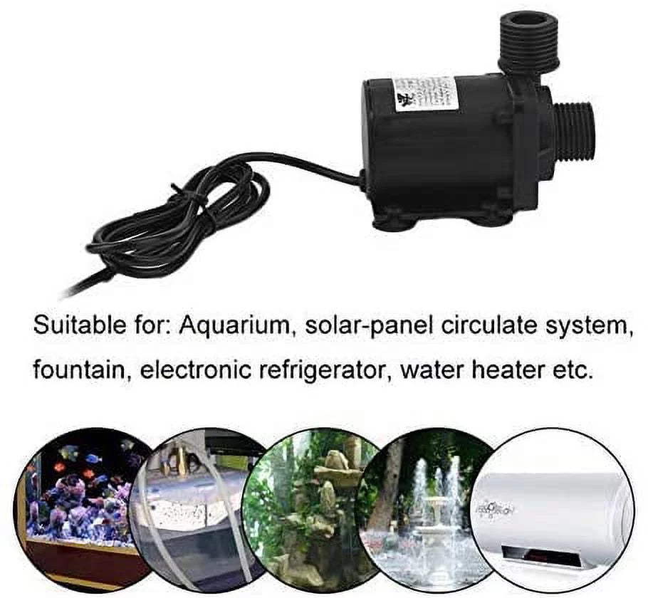 24V Brushless Water Pump 1/2'' Male Thread Centrifugal Submersible Pump 800L/ 210GPH 4M/13ft for Fountain Solar Panel Pond Aquarium Water Circulation System
