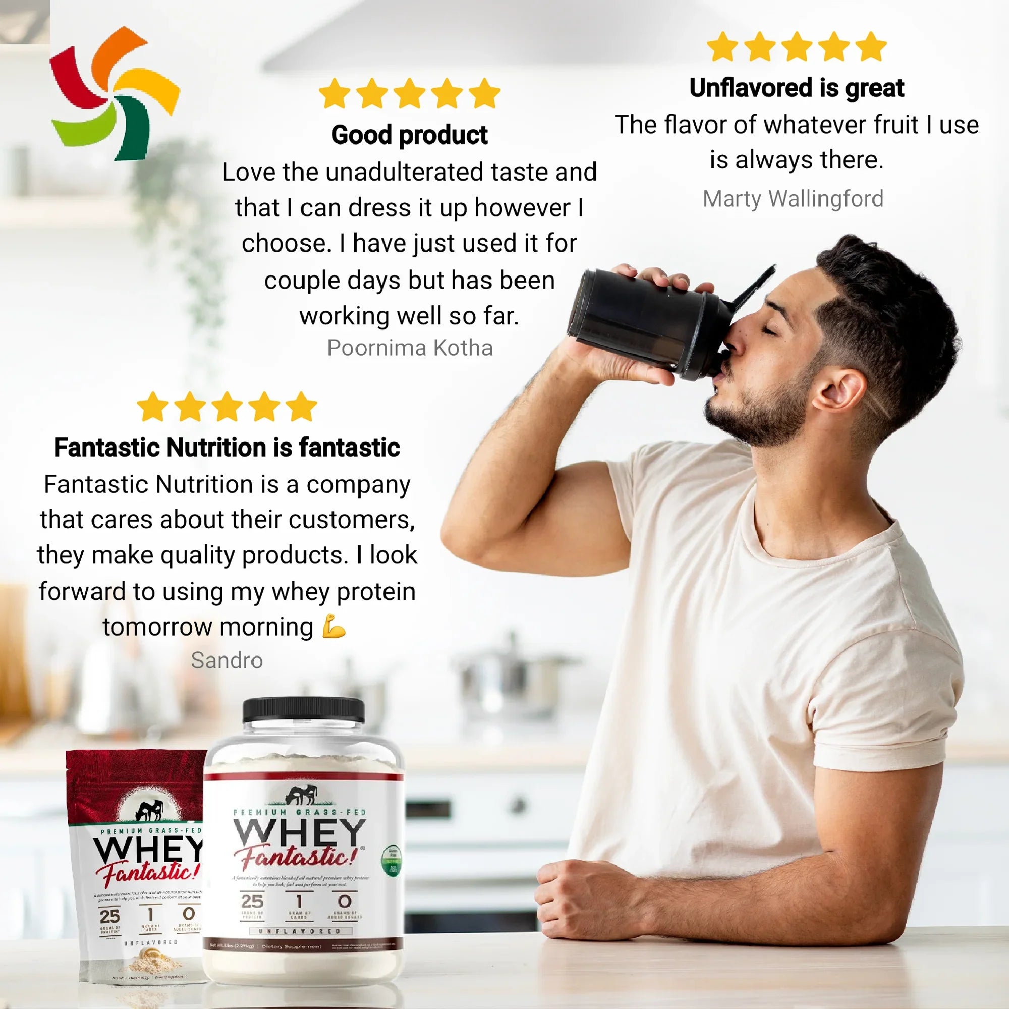 Whey Fantastic 5LB Grass Fed Whey Protein – Unflavored, Optimum Blend of 3 Whey Proteins - 75 Servings