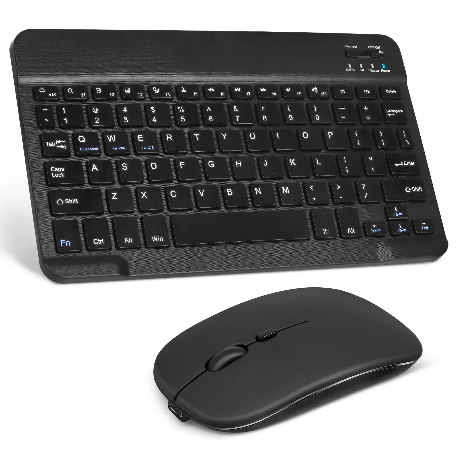 Rechargeable Bluetooth Keyboard and Mouse Combo Ultra Slim Full-Size Keyboard and Ergonomic Mouse for  Axon 30 Pro 5G and All Bluetooth Enabled Mac/Tablet/iPad//Laptop - Onyx Black