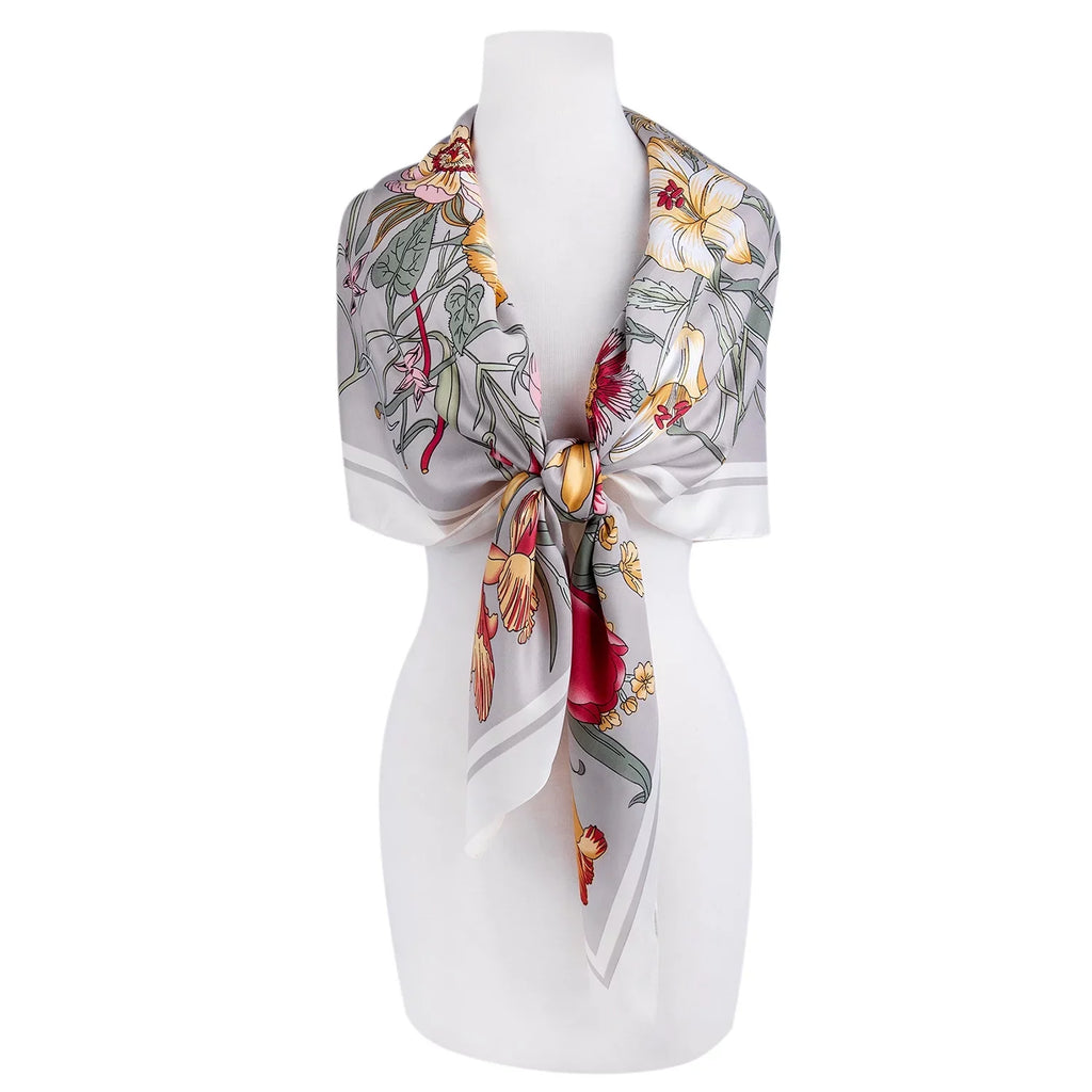 Evening Shawl and Wrap for Women Botany Beige Silk Shawl 51x51'' (130 * 130 cm) Travel Scarf Tops Fashion Shawl for Wedding