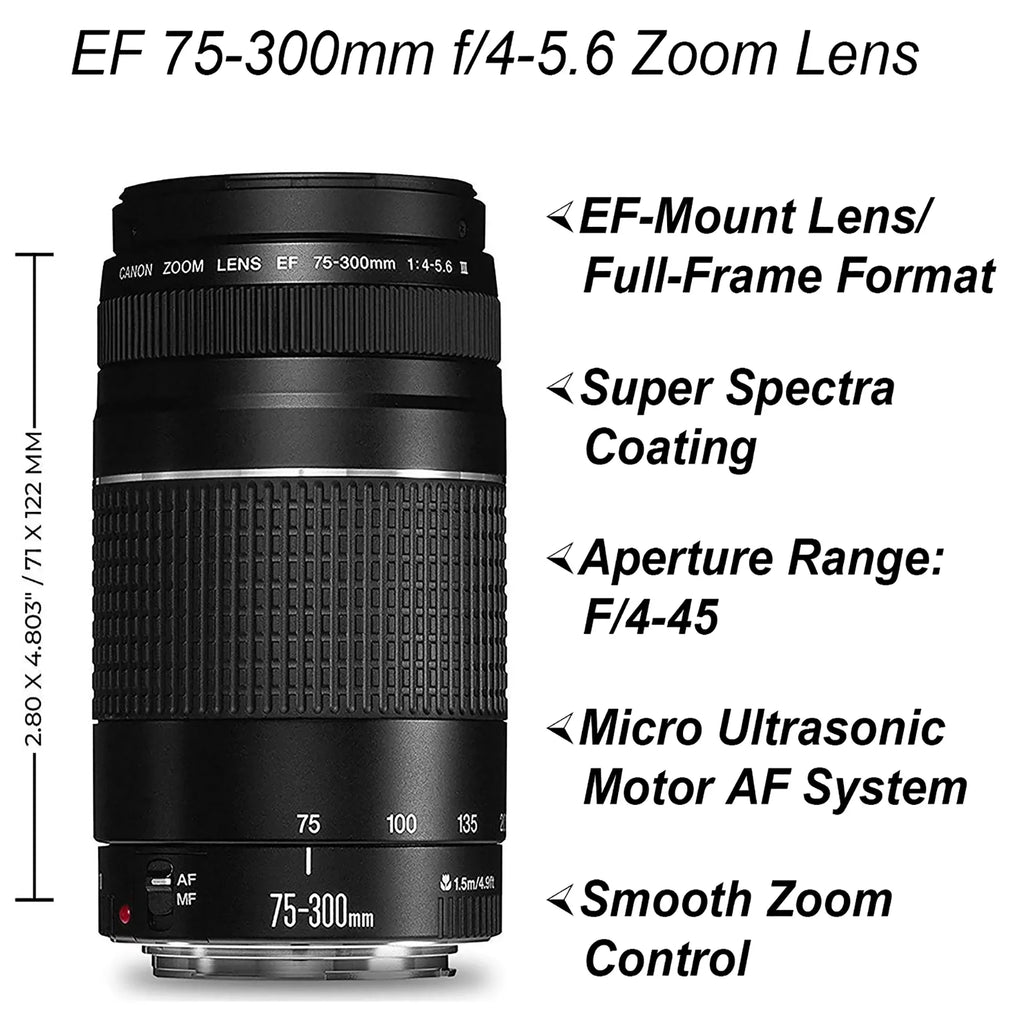 Canon  90D  Camera with 18-55mm, 75-300mm Lens, SanDisk 64GB Card, Backpack, Flash, Tripod and ZeeTech Accessory Bundle