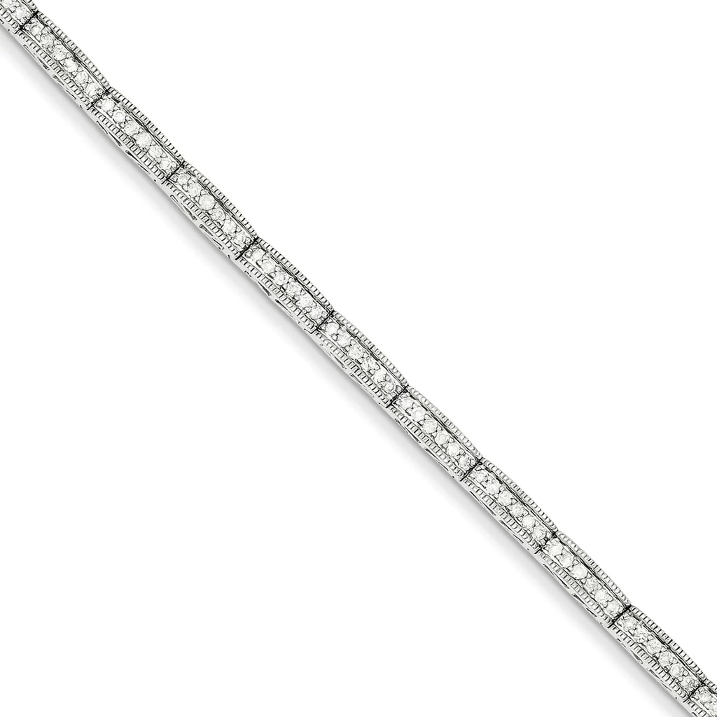14k White Gold Diamond Fancy Bracelet. Carat Wt- 1.02ct