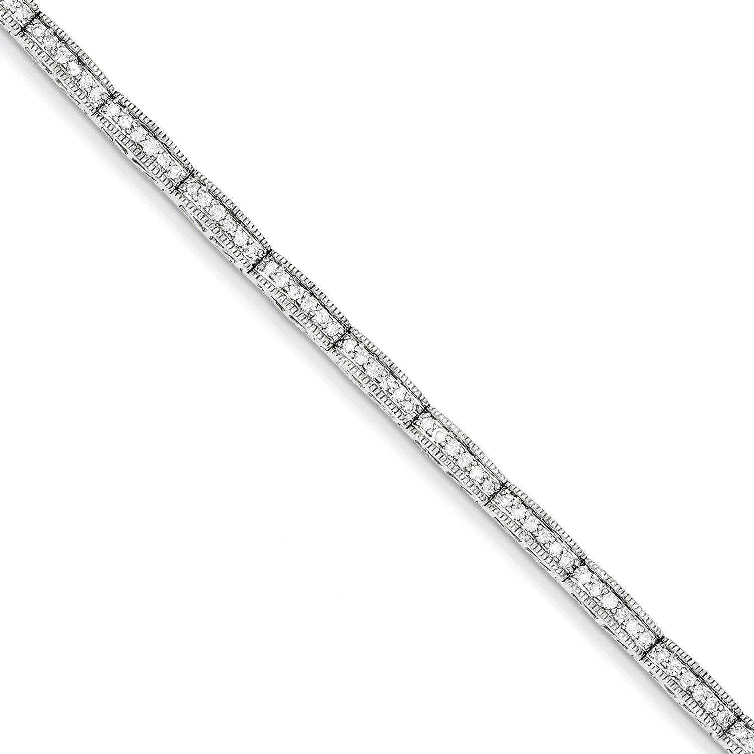14k White Gold Diamond Fancy Bracelet. Carat Wt- 1.02ct