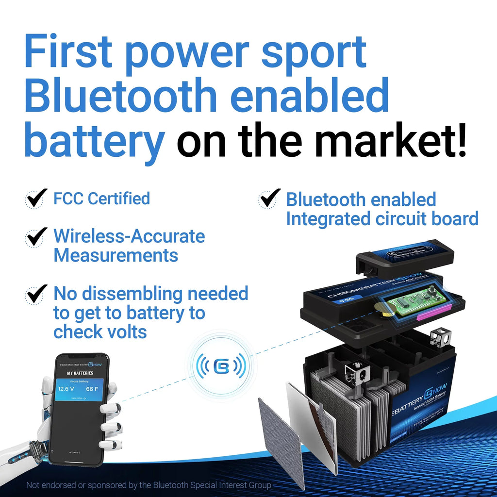 Chrome Battery Now Ytx20l-bs (20l-bs 12 Volt,18 Ah,270 Cca) Intelligent Wireless Smartphone Connectivity  Battery for Personal Watercraft - Brp (sea-doo) 1500 Gti, Gtr, Gts, Gtx, Rxt, Rxp, Wake Years (2016-2018)