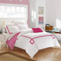 Chic Home 4 Piece Kendall Contemporary Greek Key Embroidered Reversible King Duvet Cover Set Aqua Shams and Decorative Pillows Included