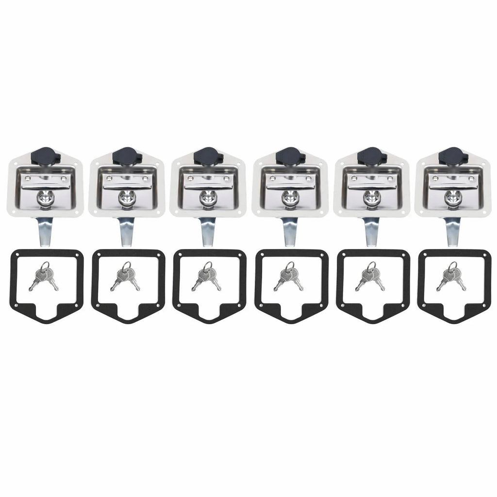 Set of 6 Folding -handle Tool Box Lock  Door Latch w/ 12 Keys Stainless Steel