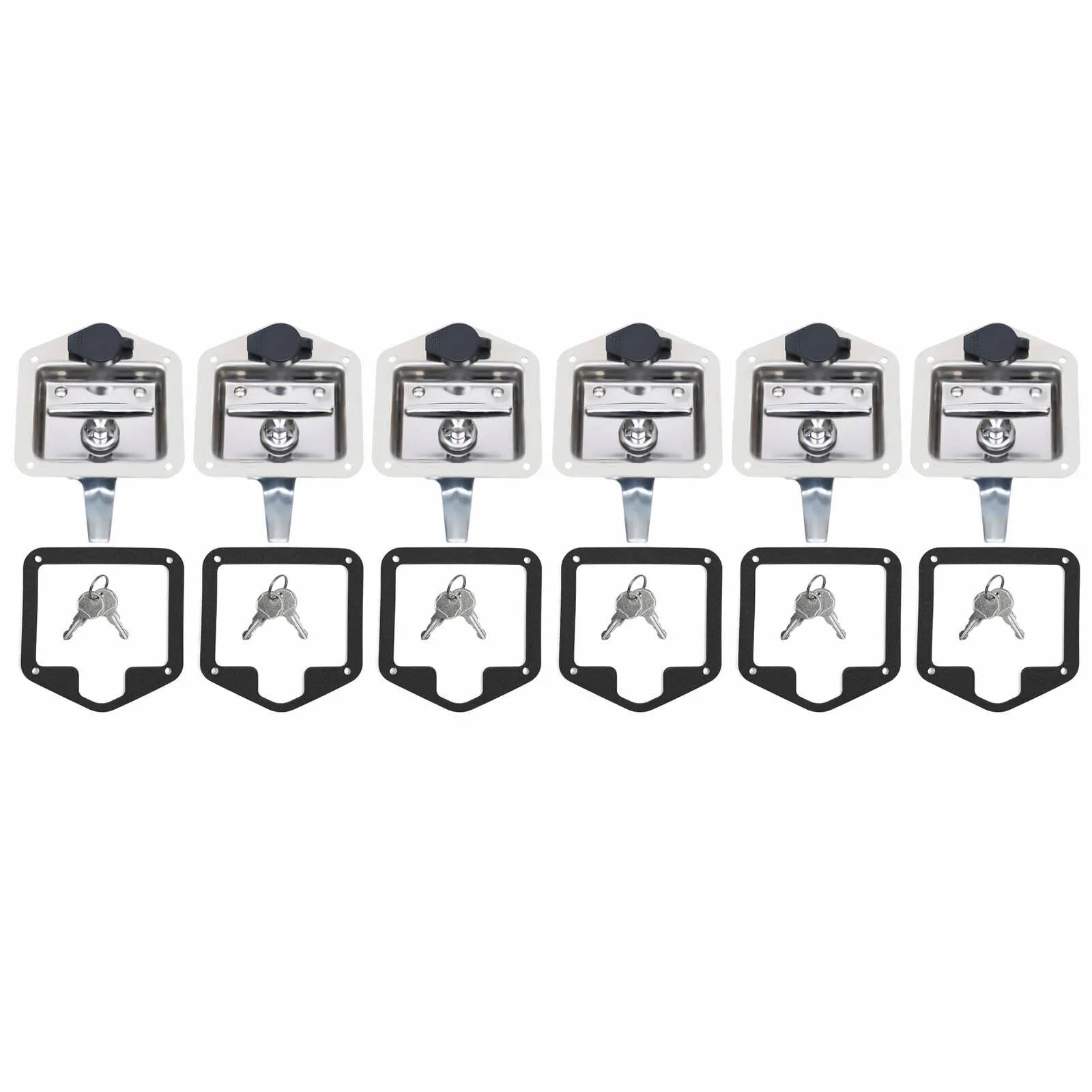 Set of 6 Folding -handle Tool Box Lock  Door Latch w/ 12 Keys Stainless Steel