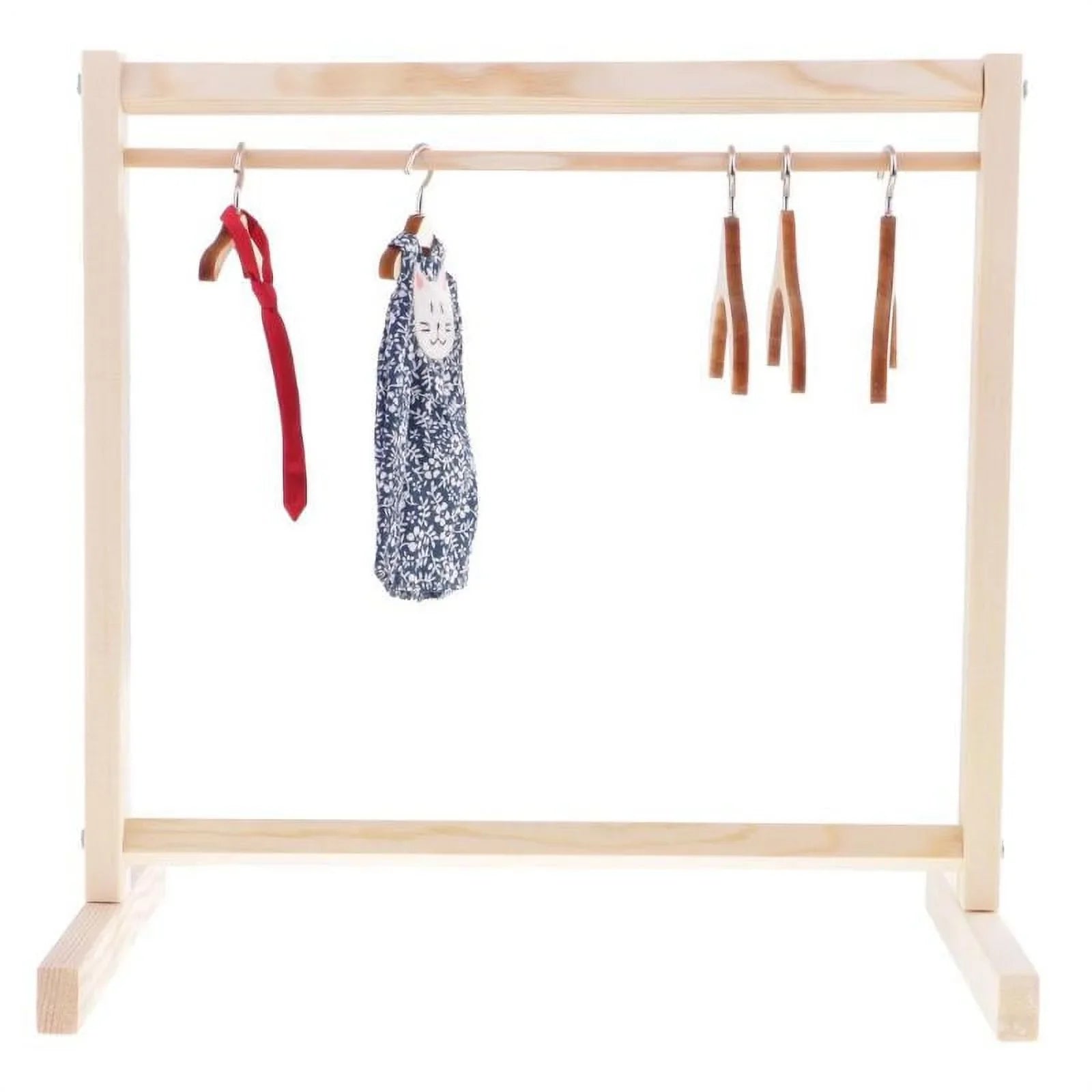 2x1/6 Wooden Garment Rack Clothes Organizer for Dollfie Doll Furniture