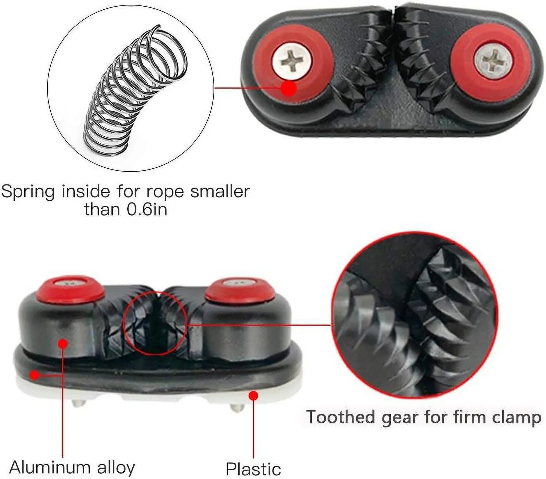 Lixada 2PCS Kayak Cam Cleat Boat Canoe Sailing Boat Dinghy Aluminum Cam Cleats Fast Entry Kayak Cleats