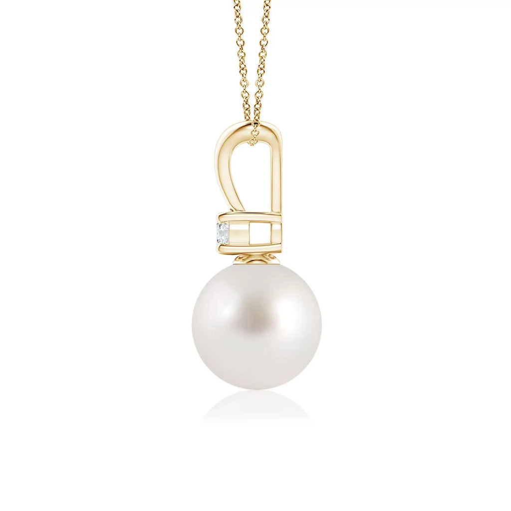 Angara South Sea Cultured Pearl -Bale Pendant Necklace for Women, Girls in 14K Yellow Gold (Grade-|Size-8mm) June Birthstone Jewelry Gifts for Her Birthday, Wedding, Engagement, Valentines Day