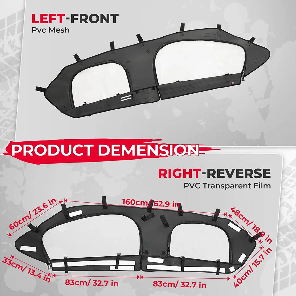 Kemimoto Soft Upper Door Set Kit,  Soft Cab Doors top Enclosure Compatible with 2017-2023 Can Am Maverick  Max 4 Seater Models