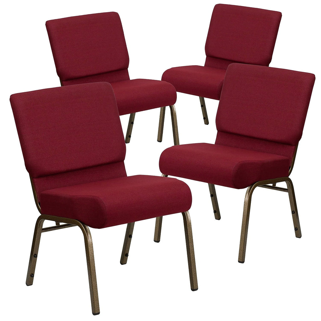 Flash Furniture  Series Fabric Church Stacking Chair Burgundy/Gold Vein Frame 4 Pack