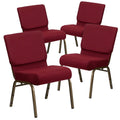 Flash Furniture  Series Fabric Church Stacking Chair Burgundy/Gold Vein Frame 4 Pack