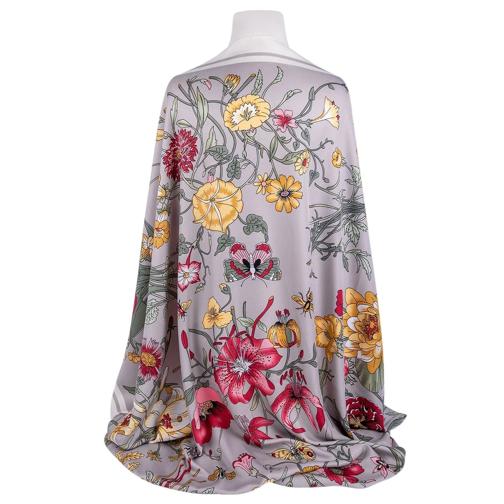 Evening Shawl and Wrap for Women Botany Beige Silk Shawl 51x51'' (130 * 130 cm) Travel Scarf Tops Fashion Shawl for Wedding