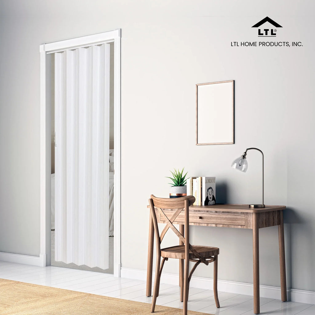 Home Products Via 36" x 80" Vinyl Hinged Single Folding Door, White