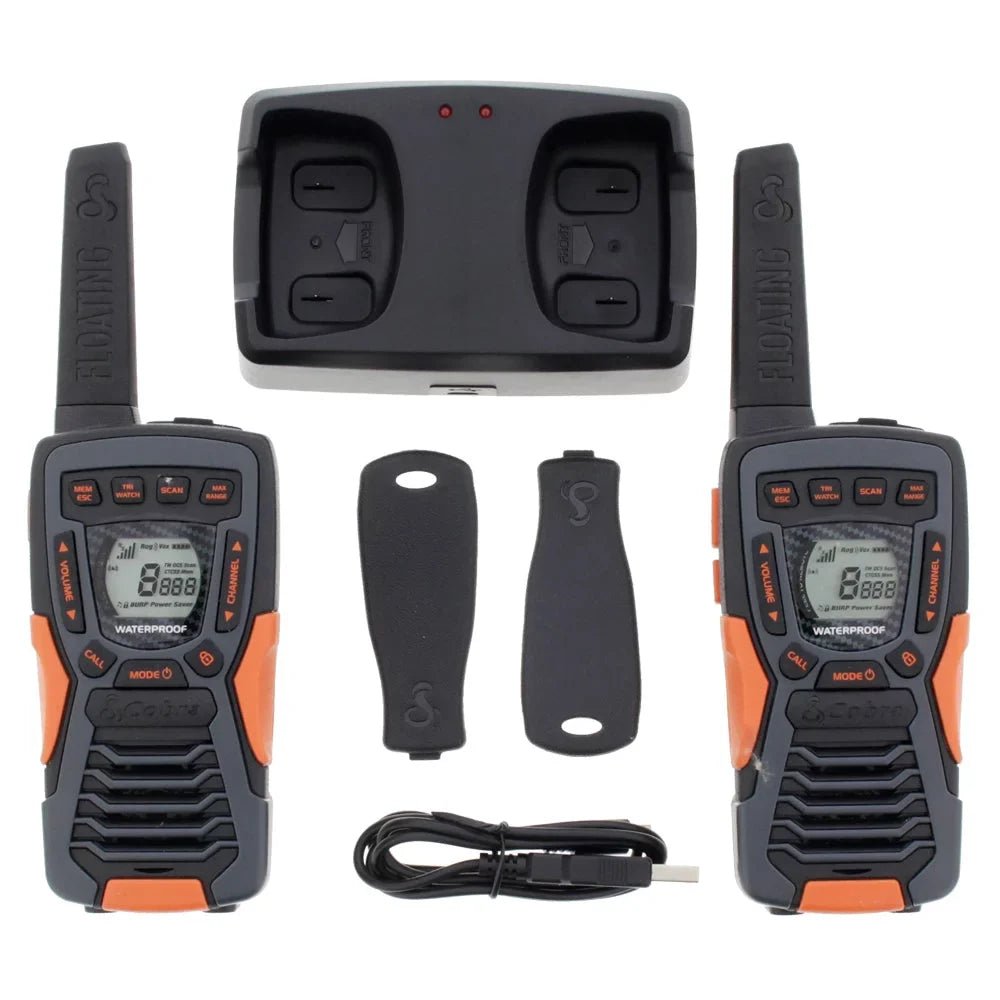 Cobra    Waterproof Walkie Talkies for Adults - Rechargeable, Floats, 22 Channels, Long Range 37-Mile Two-Way Radio Set (2-Pack)