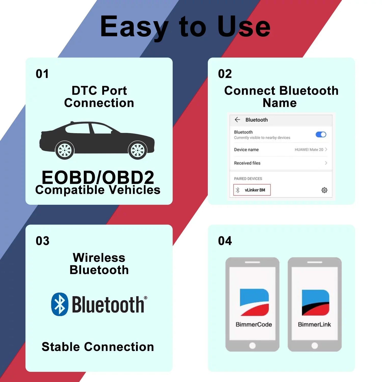 Vgate  Bluetooth Scanner vLinker  Bimmercode Diagnostic Tool for /Mini, Work with Android and Windows Unlock Car Hidden Features in BimmerCode,   Diagnostic Tool