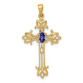 14k 5x3mm Oval Tanzanite cross Pendant