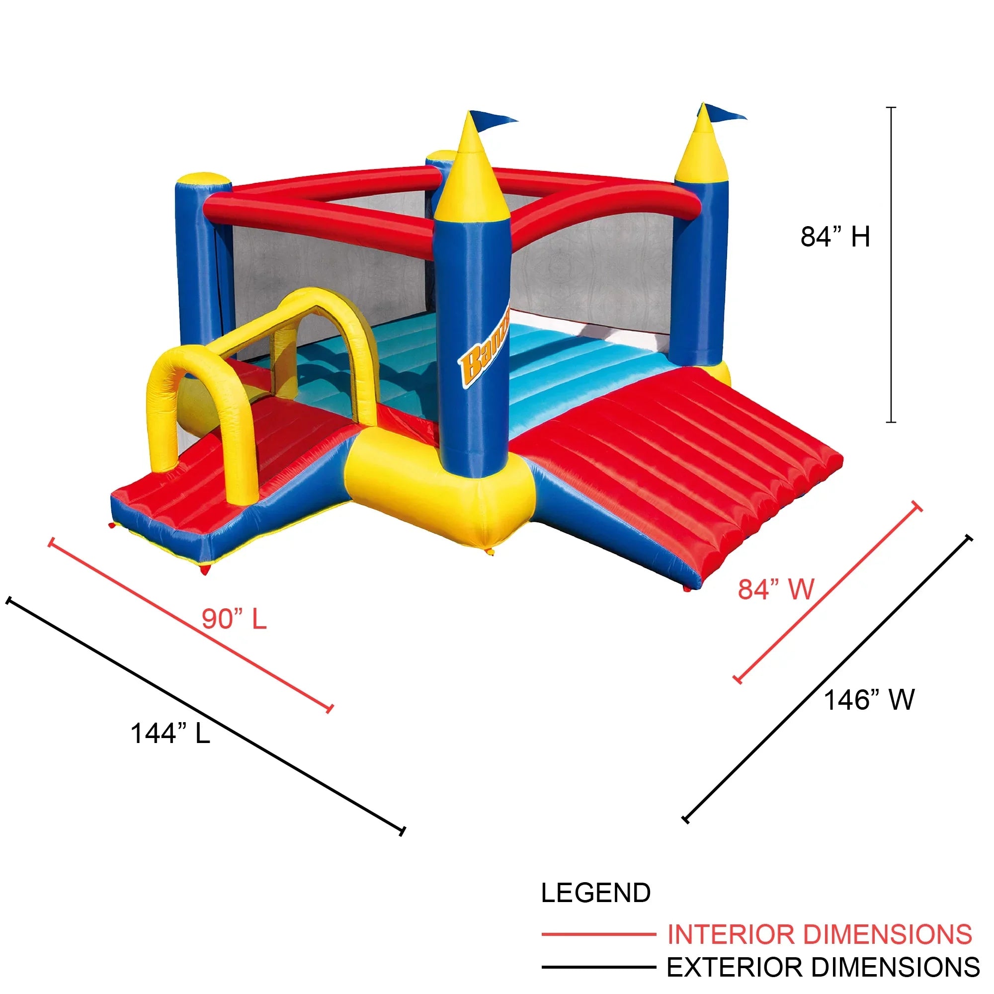 Banzai Slide ’ Fun Complete Bounce House Set with 2 Slides and Air Blower