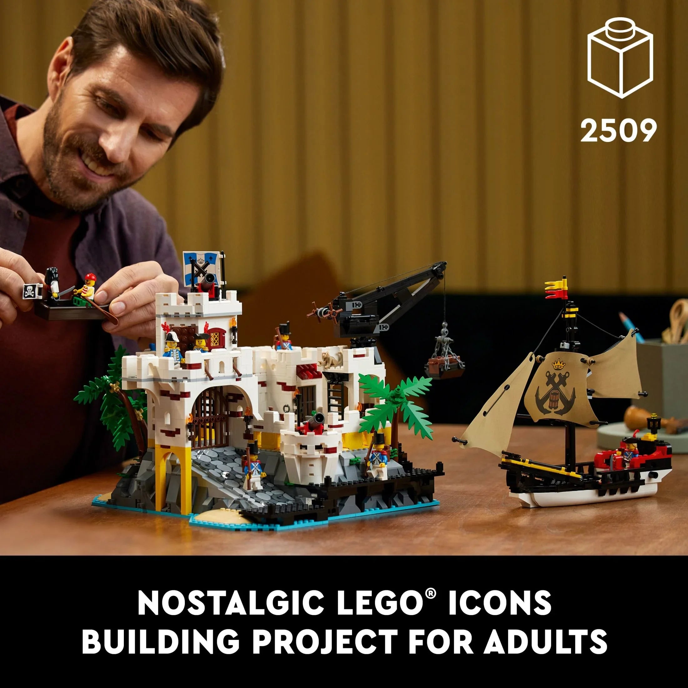 Icons Eldorado Fortress Building Kit, Pirate Gift, Includes Pirate Ship and 8 Minifigures, Nostalgic Gift Idea for Adults Who Love a Rewarding Project, Home Office Décor, 10320