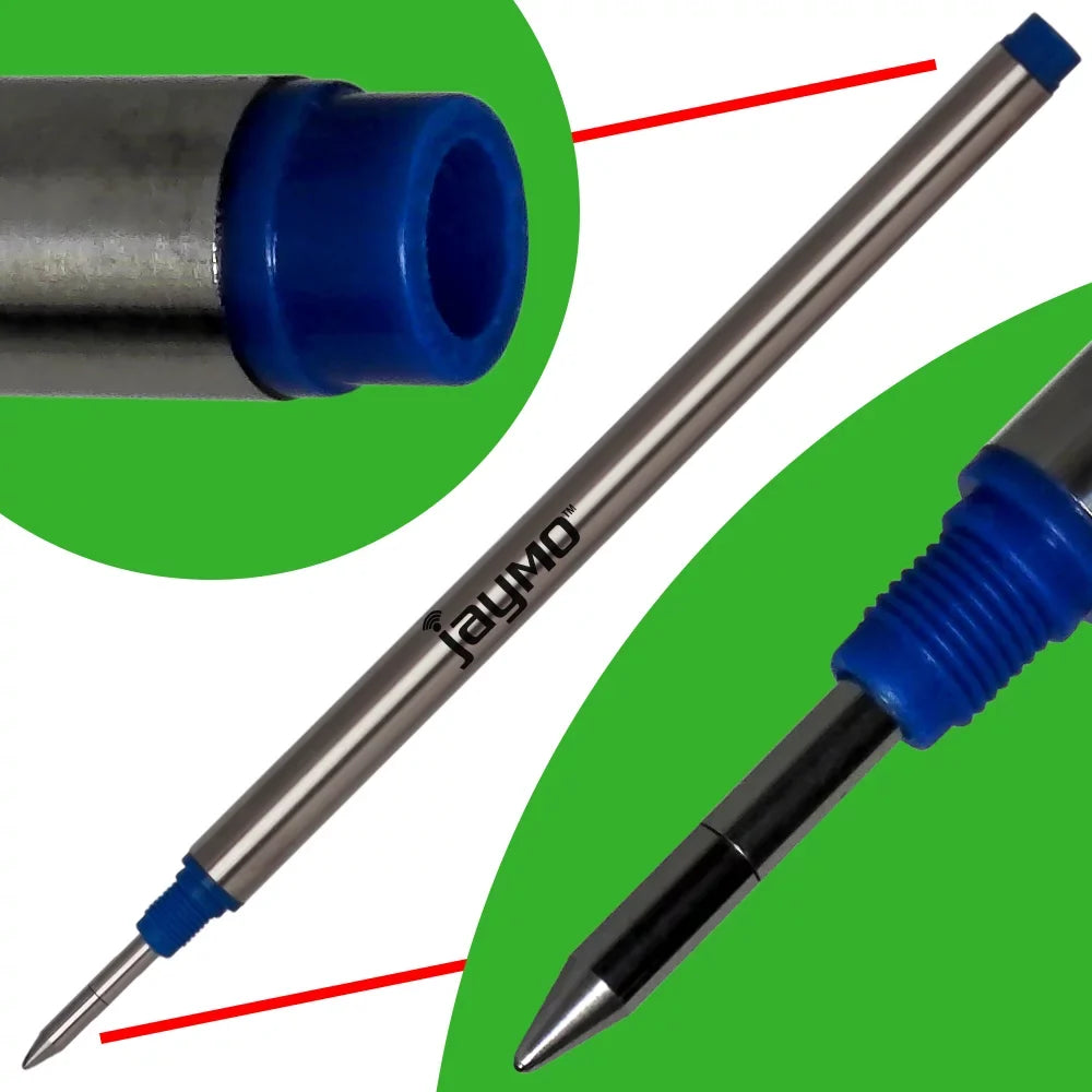 Jaymo Replacement for Montblanc 105158/105159 - Measures 4.44 in / 113 mm Long - Rollerball Pen Refill - 6 Black + 6 Blue
