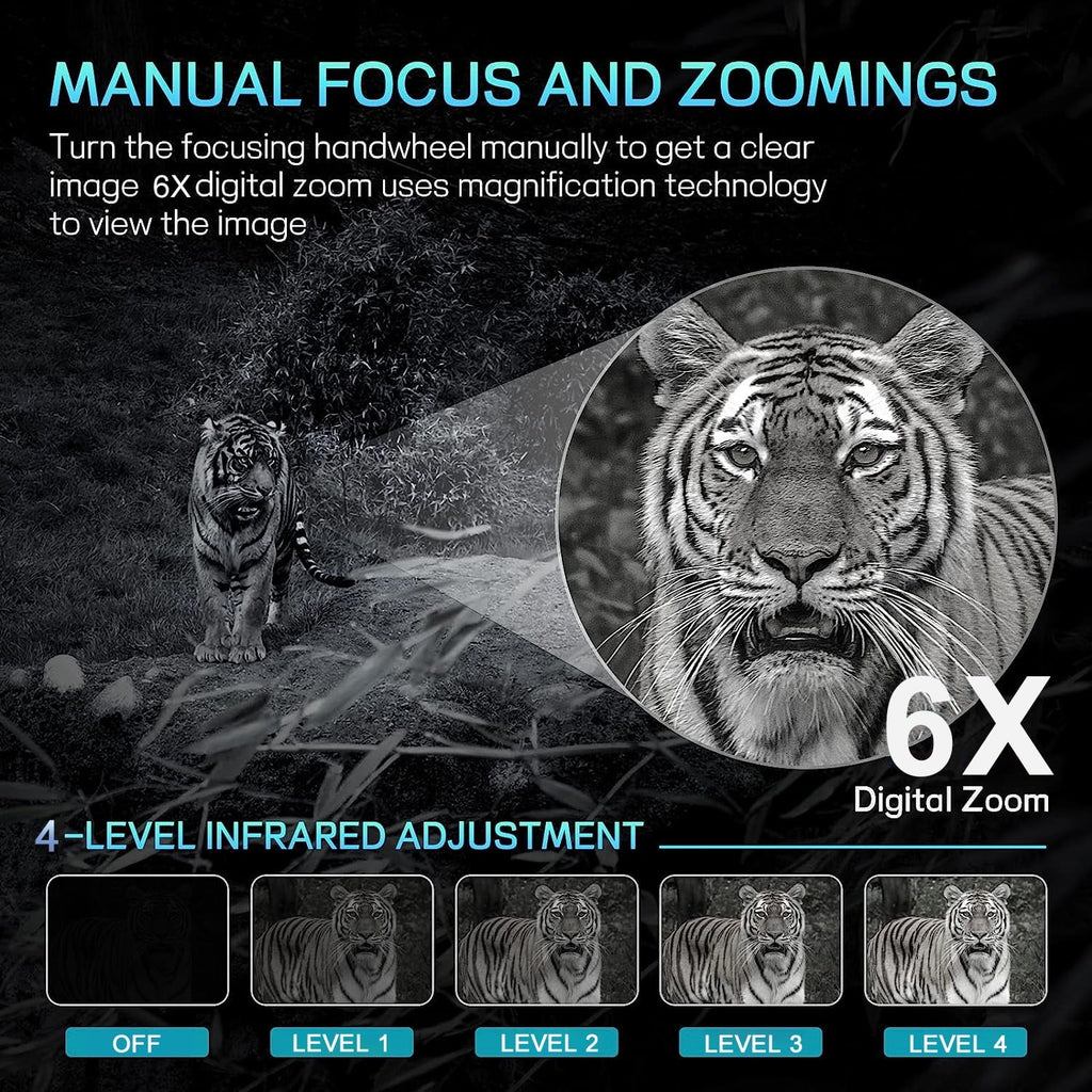 SuntekCam Night Vision Goggles Night Vision Binoculars with 32GB  Card 24MP/1080P 6x Zoom Suitable for Hunting at Night and Taking Pictures and Videos -800