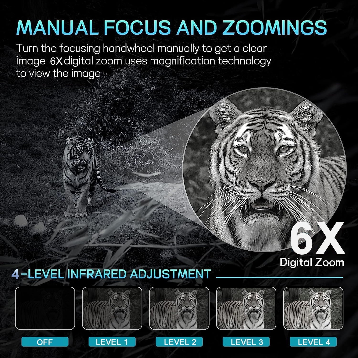 SuntekCam Night Vision Goggles Night Vision Binoculars with 32GB  Card 24MP/1080P 6x Zoom Suitable for Hunting at Night and Taking Pictures and Videos -800