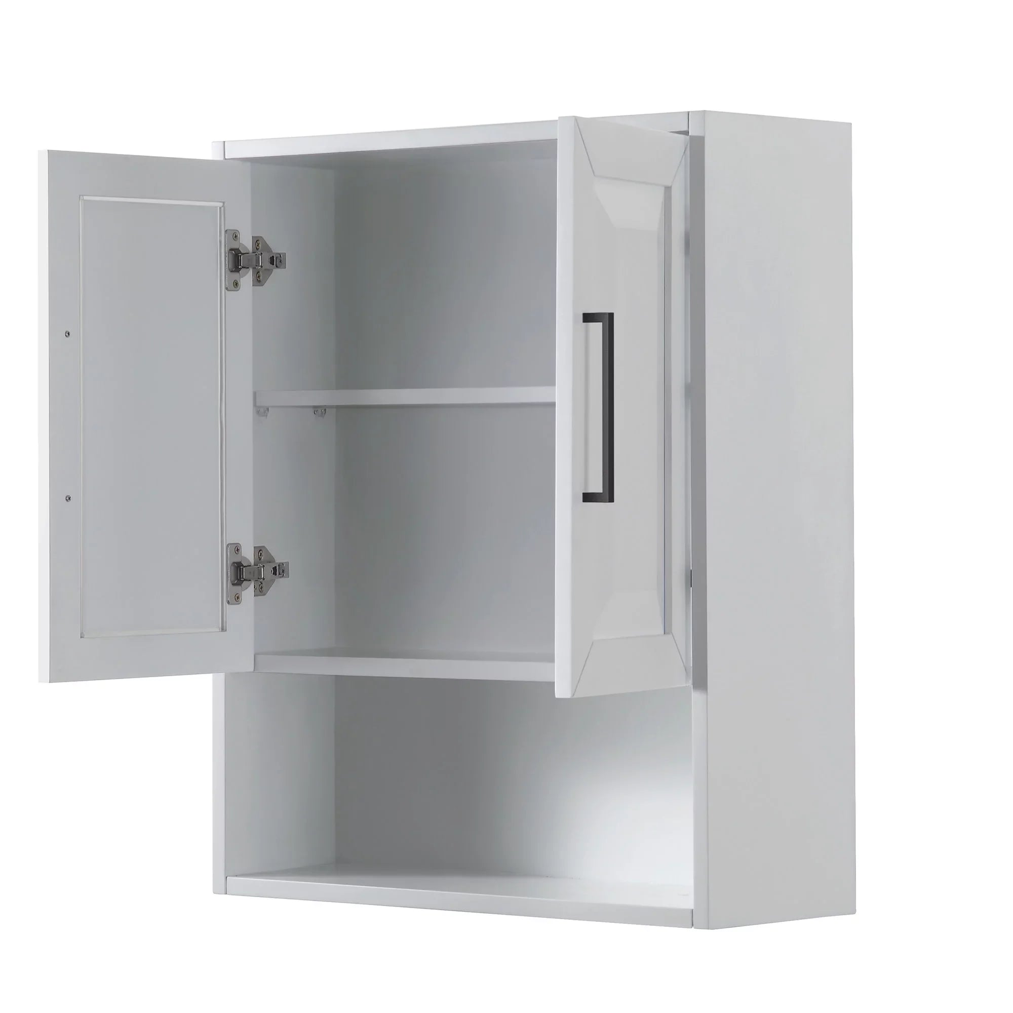 Wyndham Collection  Dark Blue Daria Over-the-Toilet Bathroom Wall-Mounted Storage Cabinet with Matte Black Trim