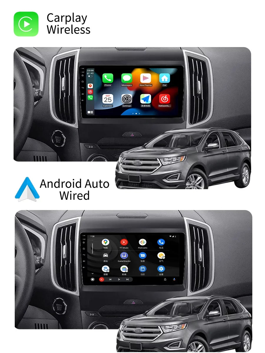 Bluetoth Car Stereo Radio For Ford Edge 2 2015 - 2018 Android Screen Multimedia With Android Auto Carplay  Navigation