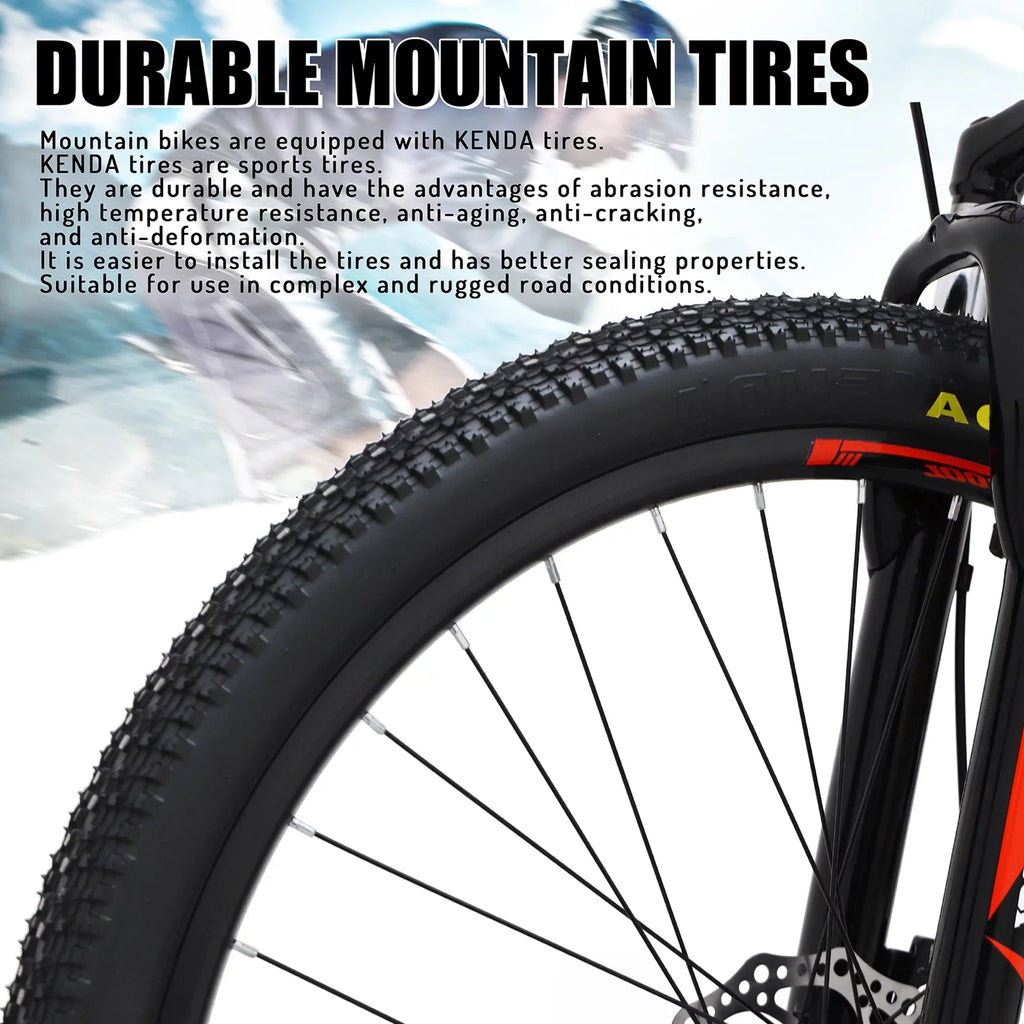 26 inch Mountain Bike, Disc Brake 21 Speed Bike for Adult or Teens, Road bike with Full Suspension Fork City Bikes, Orange and Black,