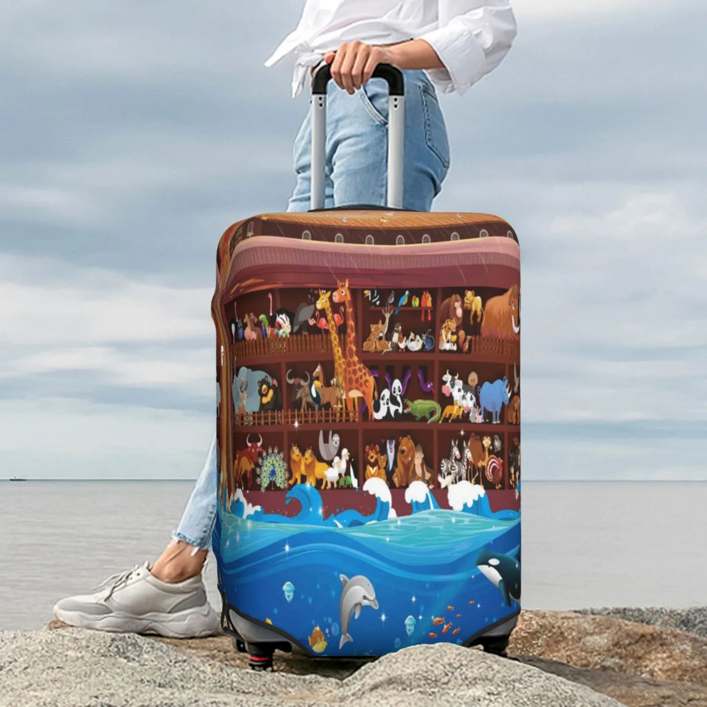 Junzan Animals On Noah' Ark2 Print Washable Luggage Cover - Fashion Suitcase Protector Fits 18-32 Inch Luggage