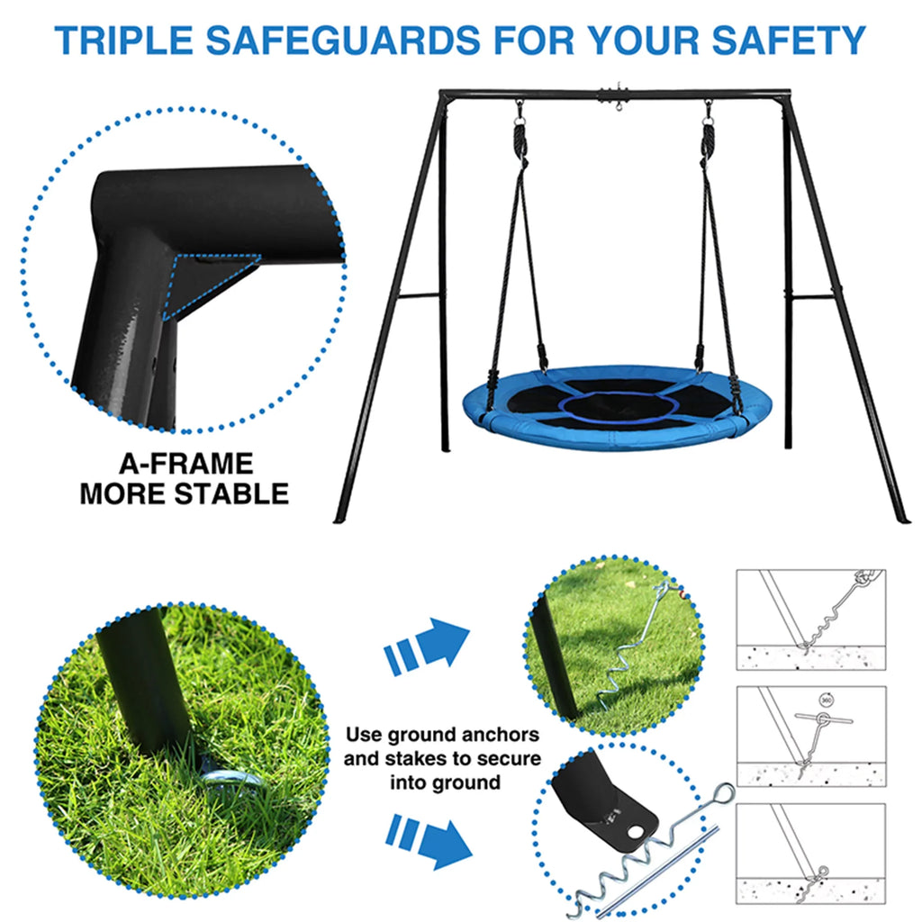 Trekassy 440lbs Metal Swing Set with 40 Inch Saucer Tree Swing, Swivel and Heavy Duty -Frame Metal Swing Stand