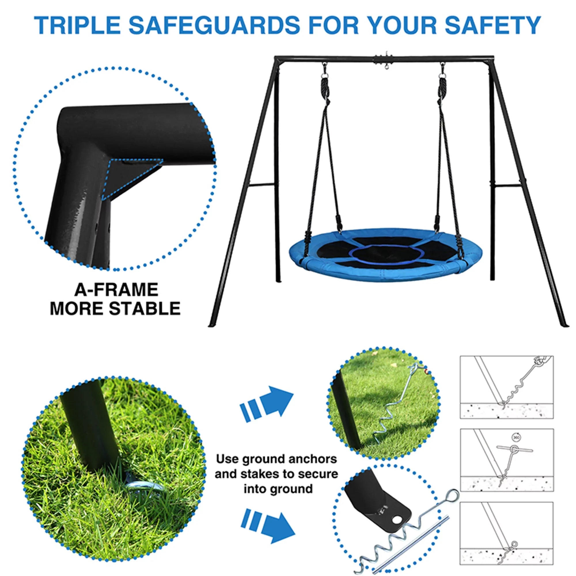 Trekassy 440lbs Metal Swing Set with 40 Inch Saucer Tree Swing, Swivel and Heavy Duty -Frame Metal Swing Stand