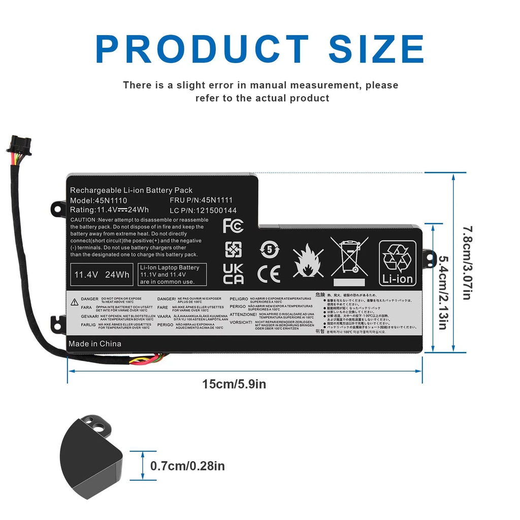 Battery for Lenovo ThinkPad   T450s       45N1112 / 45N1113