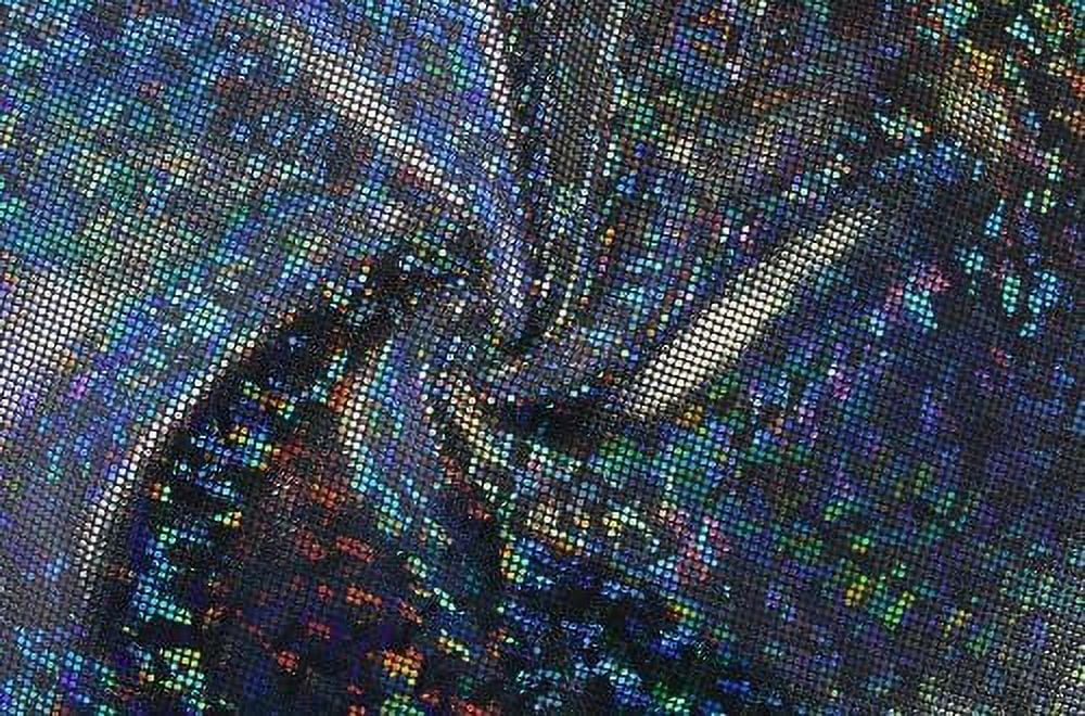 Shattered Glass Hologram-Black/Black- 4-Way Stretch Spandex Fabric For Swimwear, Gymnastics, Dance Etc.