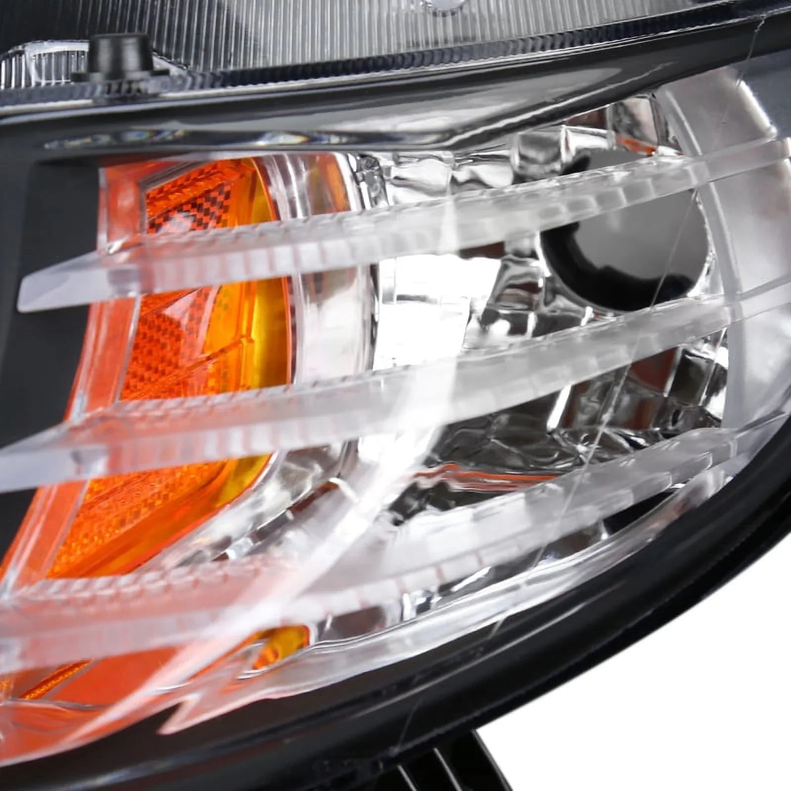 Spec- Tuning Halo Strip  Projector Headlights Black Compatible with 2006-2011 Honda Civic 2-Door Coupe Left + Right Pair Headlamps Assembly
