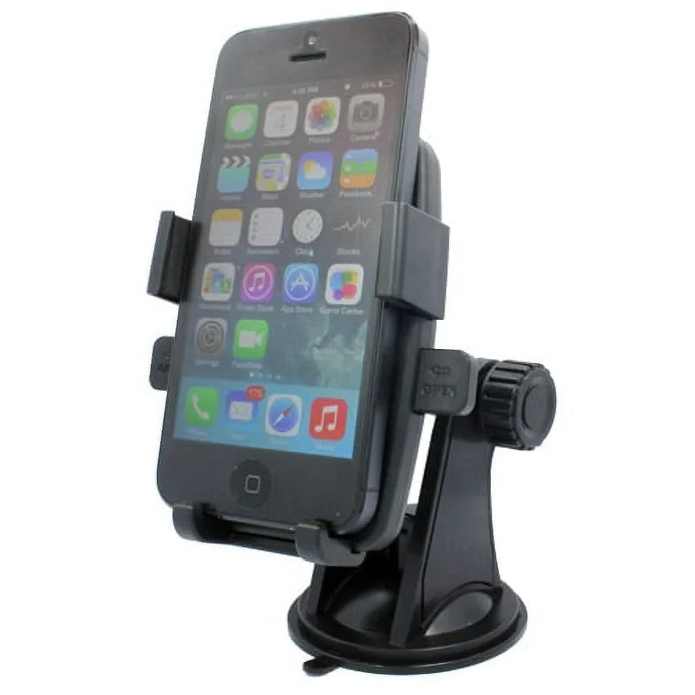 Easy Mount Rotating Car Windshield Phone Holder Cradle Stand Window Glass Dock Suction Black  for Samsung Galaxy Mega 2 Note 2 On5 Prevail  ,  Active, Mini Sport (-)  Active