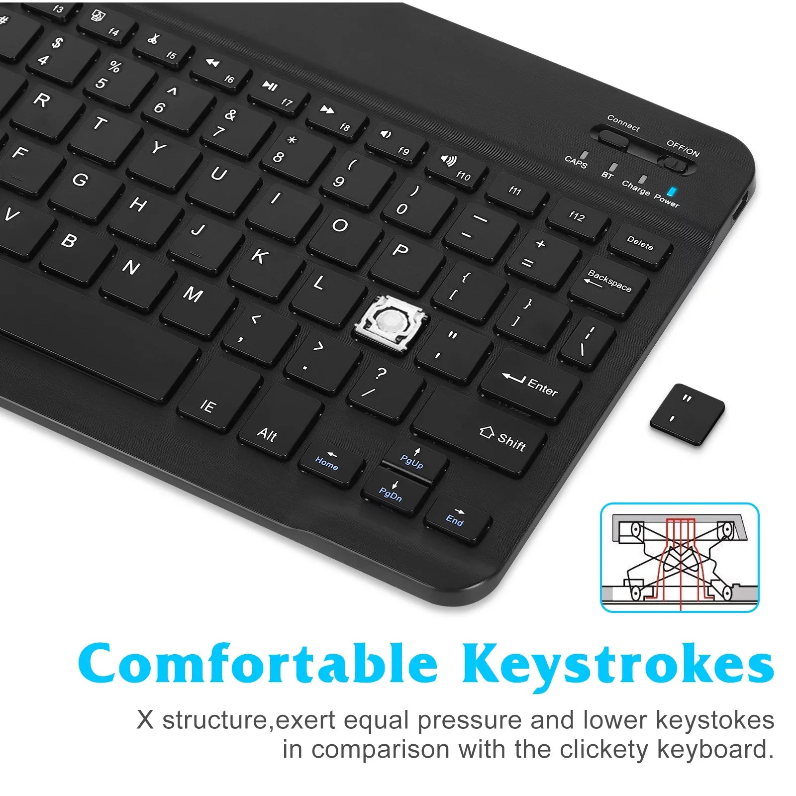 Rechargeable Bluetooth Keyboard and Mouse Combo Ultra Slim Full-Size Keyboard and Ergonomic Mouse for  Axon 30 Pro 5G and All Bluetooth Enabled Mac/Tablet/iPad//Laptop - Onyx Black