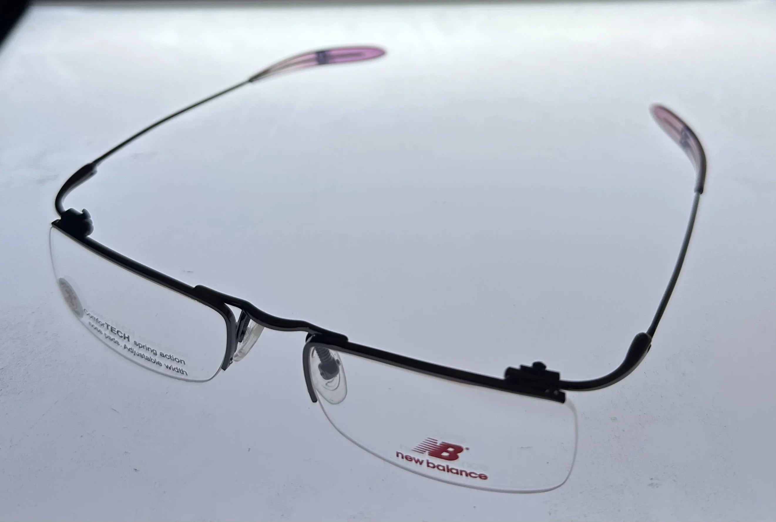 New Balance Mens Eyeglass Rectangle Rimless Metal  356 3 Gunmetal. 53mm