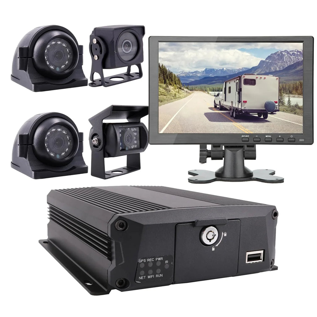 4 Channel .264 2.0MP 1080P  Mobile Vehicle Car   Video Recorder Kit with Night Vision Waterproof Side Front Rear View Car Camera 10 inches Screen