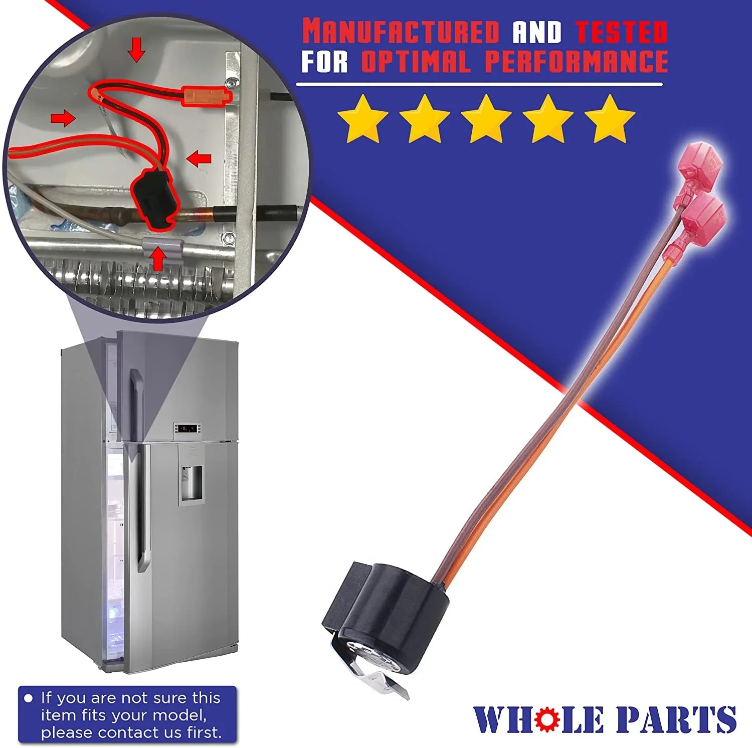 Whole Parts Defrost Terminator Thermostat Part # 058966-000 - Replacement & Compatible With Some Viking Refrigerators