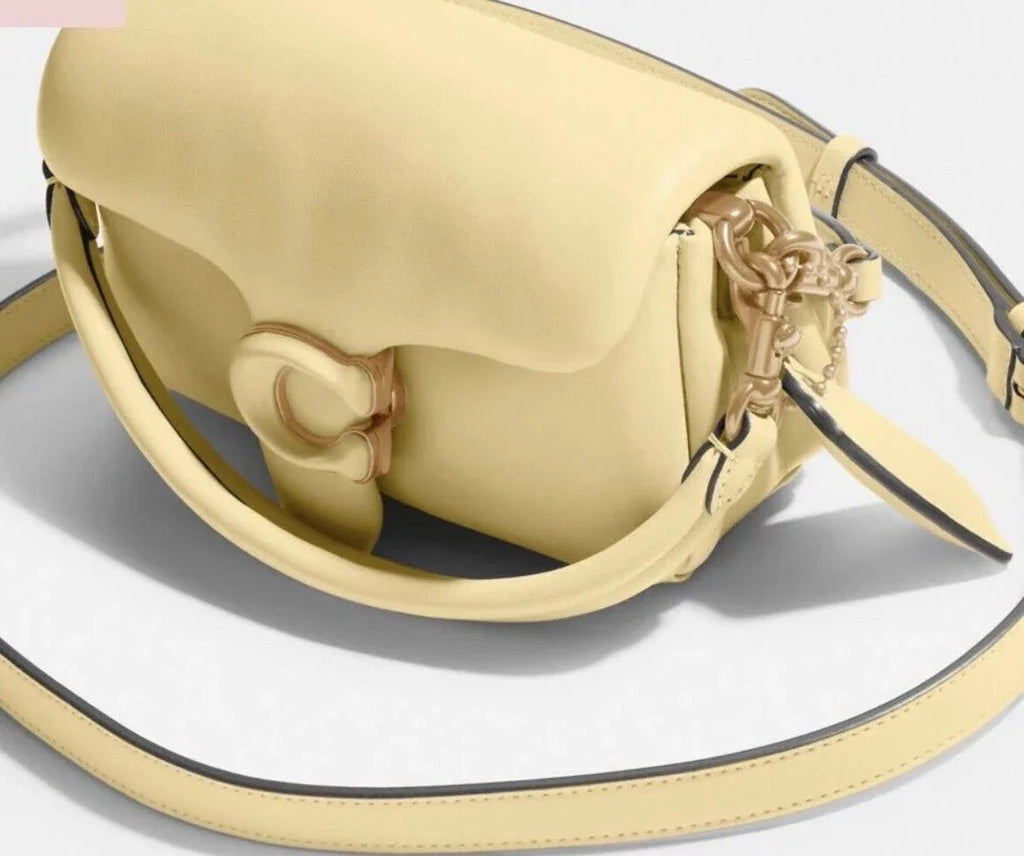Leather Covered  Closure Pillow Tabby Shoulder Bag 18 Vanilla One Size