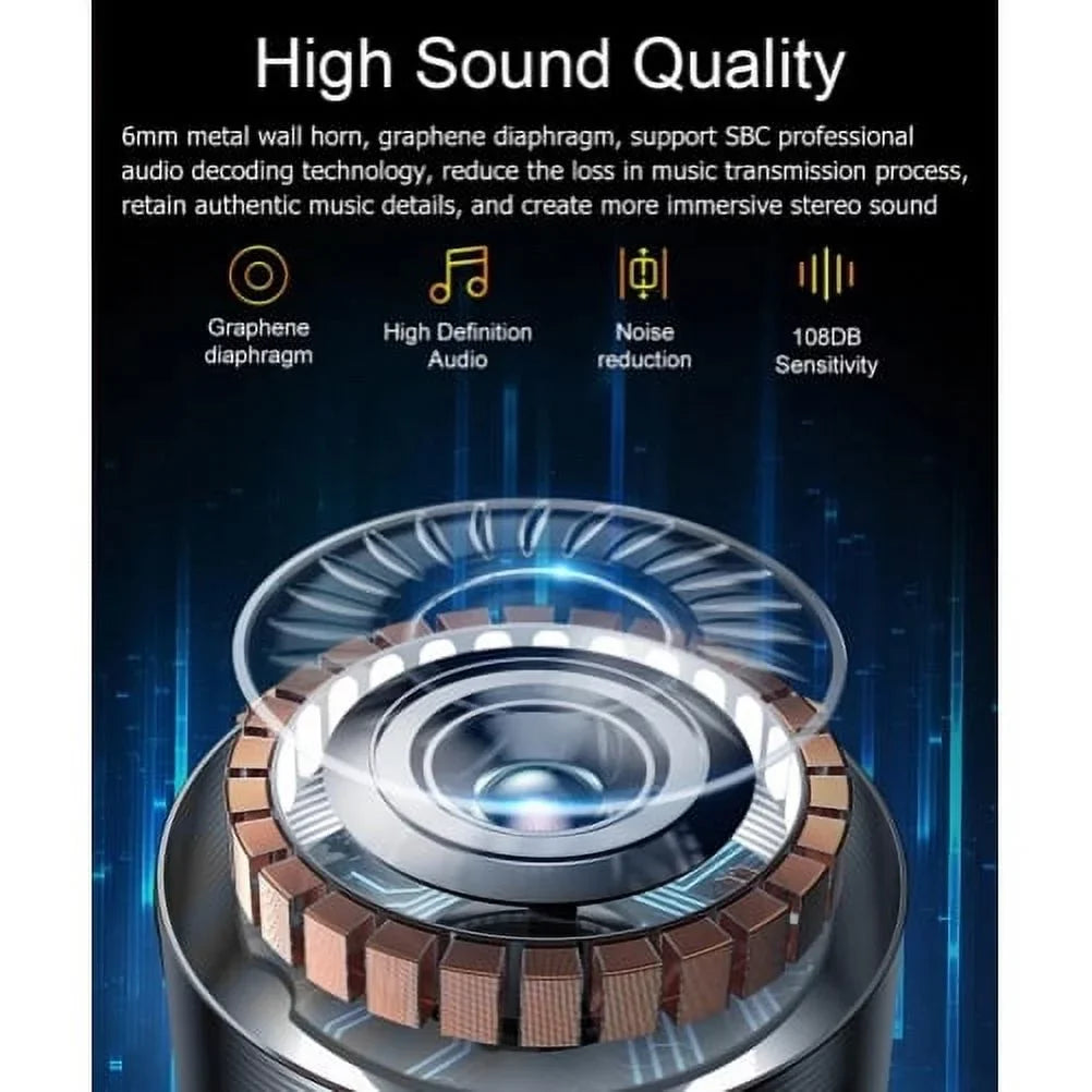 Earbuds  Wireless Earphones for -Mobile  6  5G Phone - Headphones True Wireless Stereo Hands-free Mic Hi-Fi Sound Headset Charging Case  Compatible With  6  5G