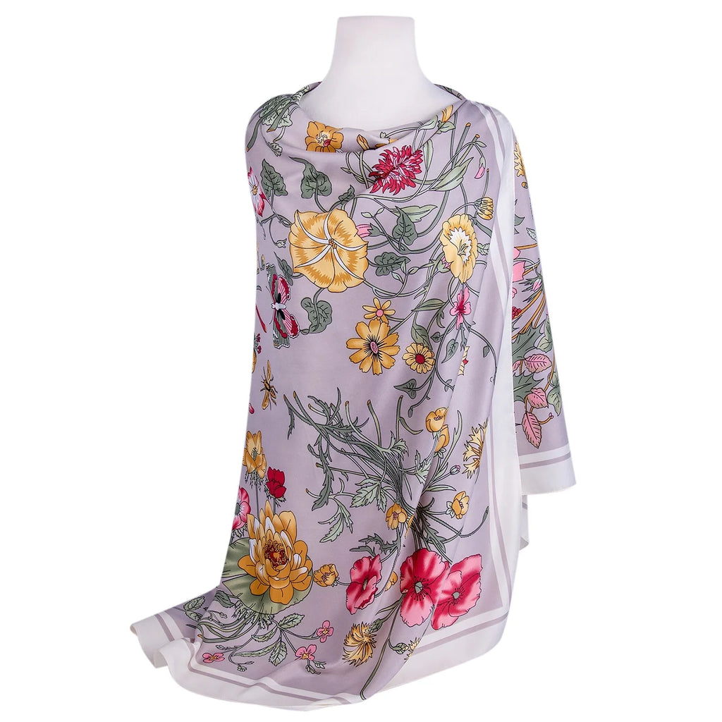 Evening Shawl and Wrap for Women Botany Beige Silk Shawl 51x51'' (130 * 130 cm) Travel Scarf Tops Fashion Shawl for Wedding