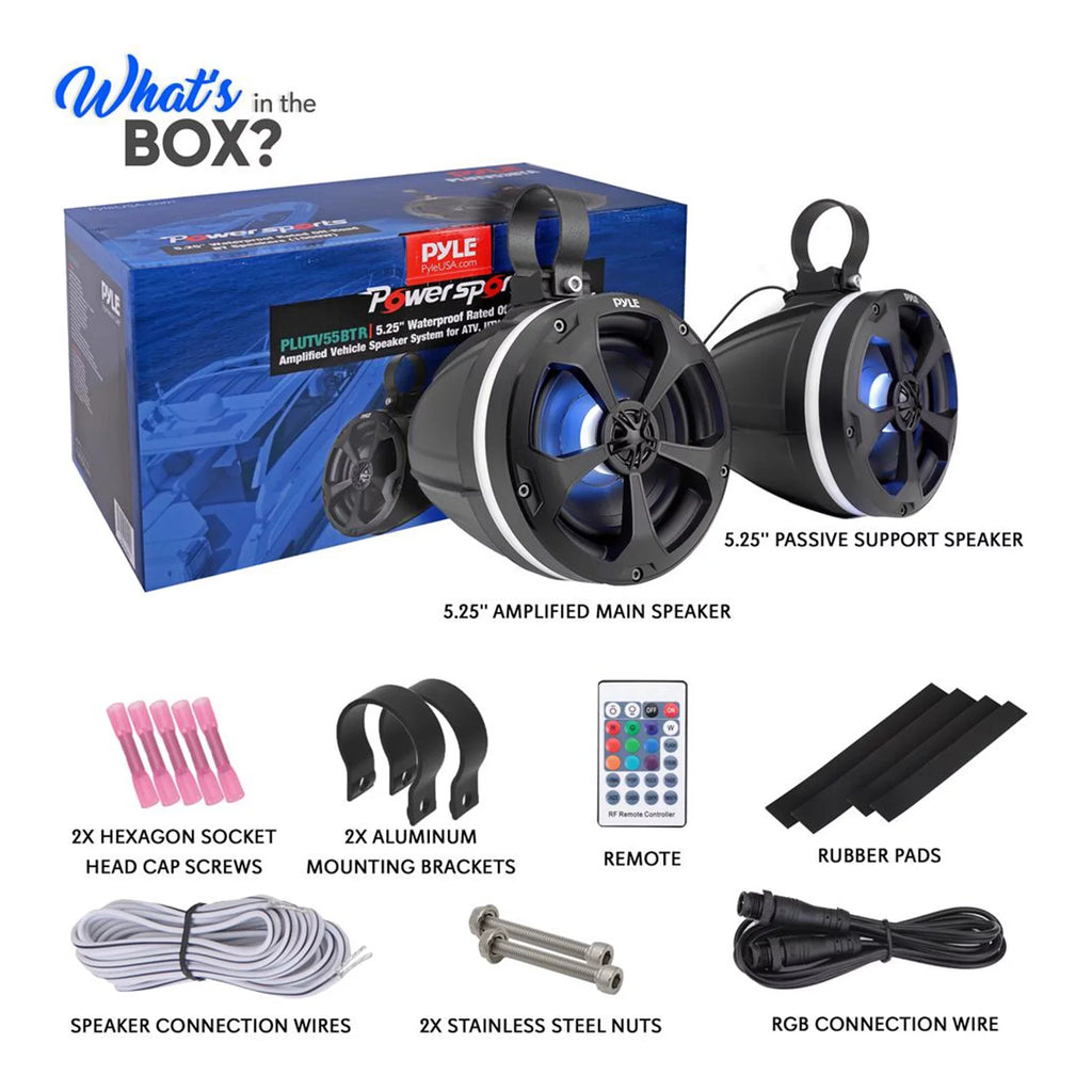 Pyle 5.25 In 1,000 Watt 2 Channel Waterproof Off Road Boat and  Speakers