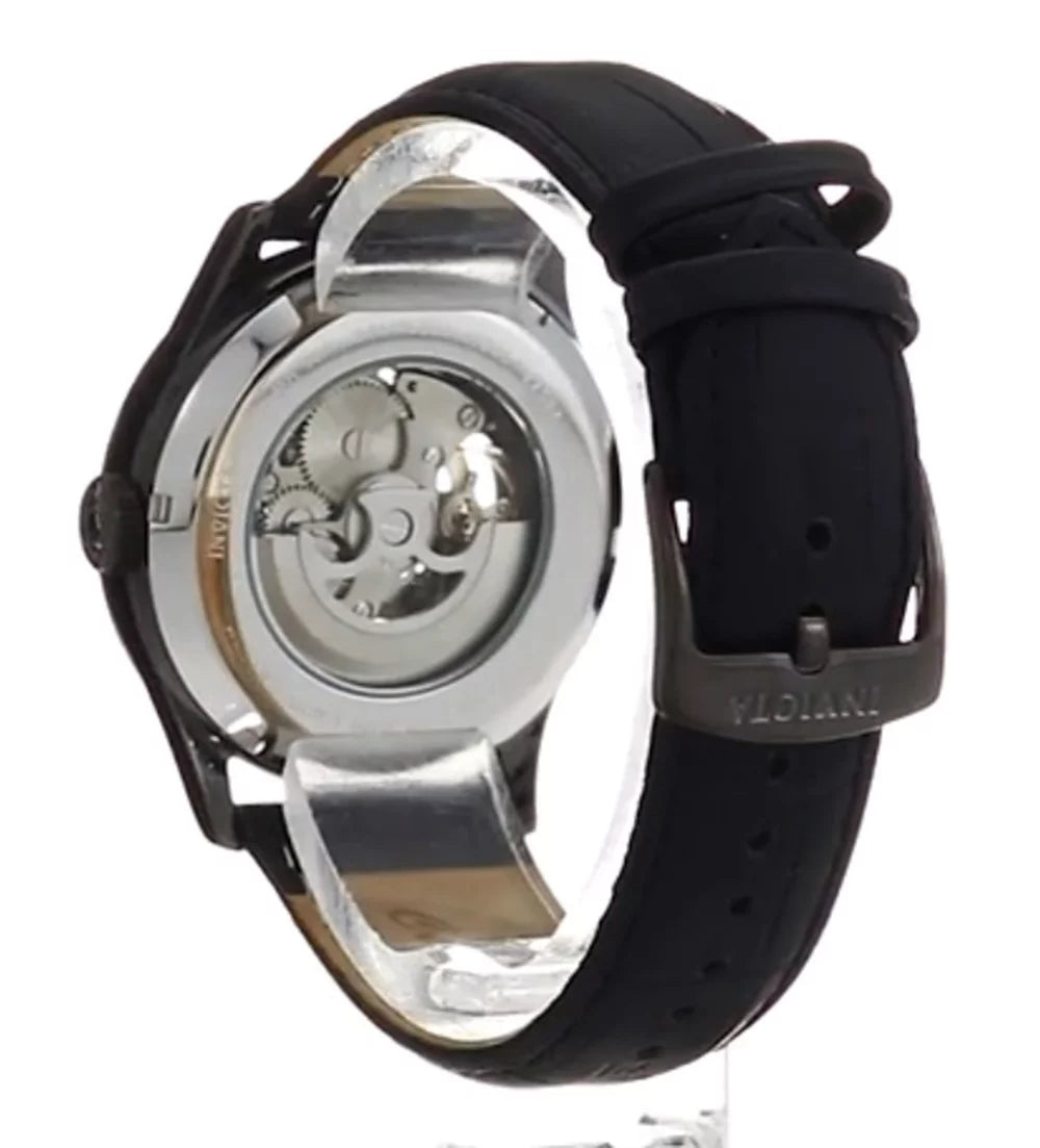 22597 Men's Objet  Art Black Automatic White Dial Analog Leather Watch