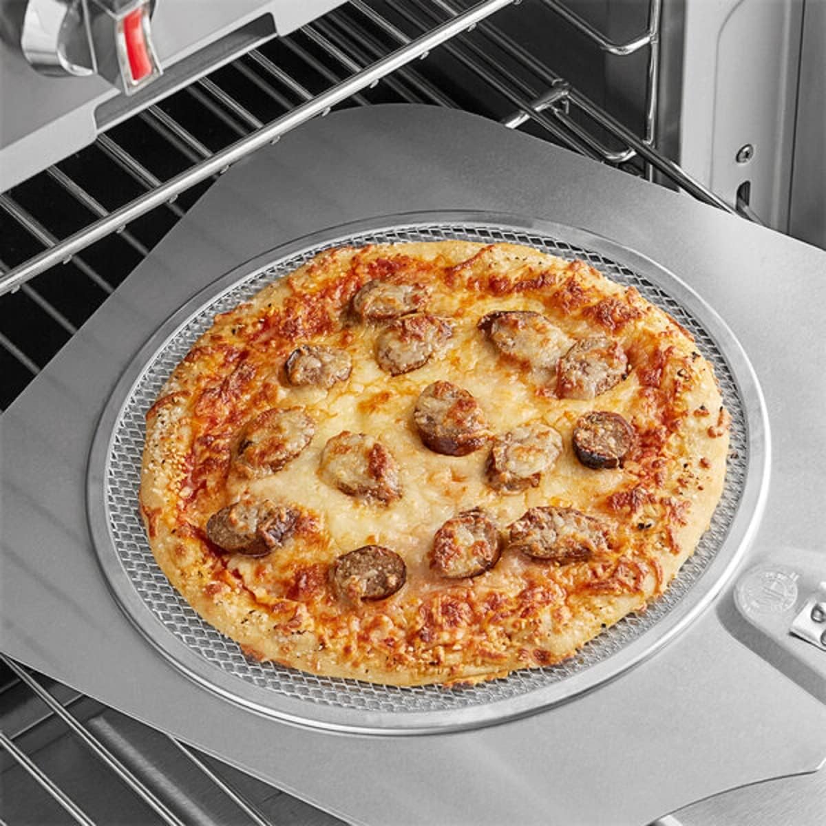 TrueCraftware- Set of 2 Aluminum 13” Pizza Baking Screen Seamless Rim- Bakeware Pizza Screen Round Pizza Pan Tray Round Baking Tray for Home Kitchen Pizzeria & Restaurants