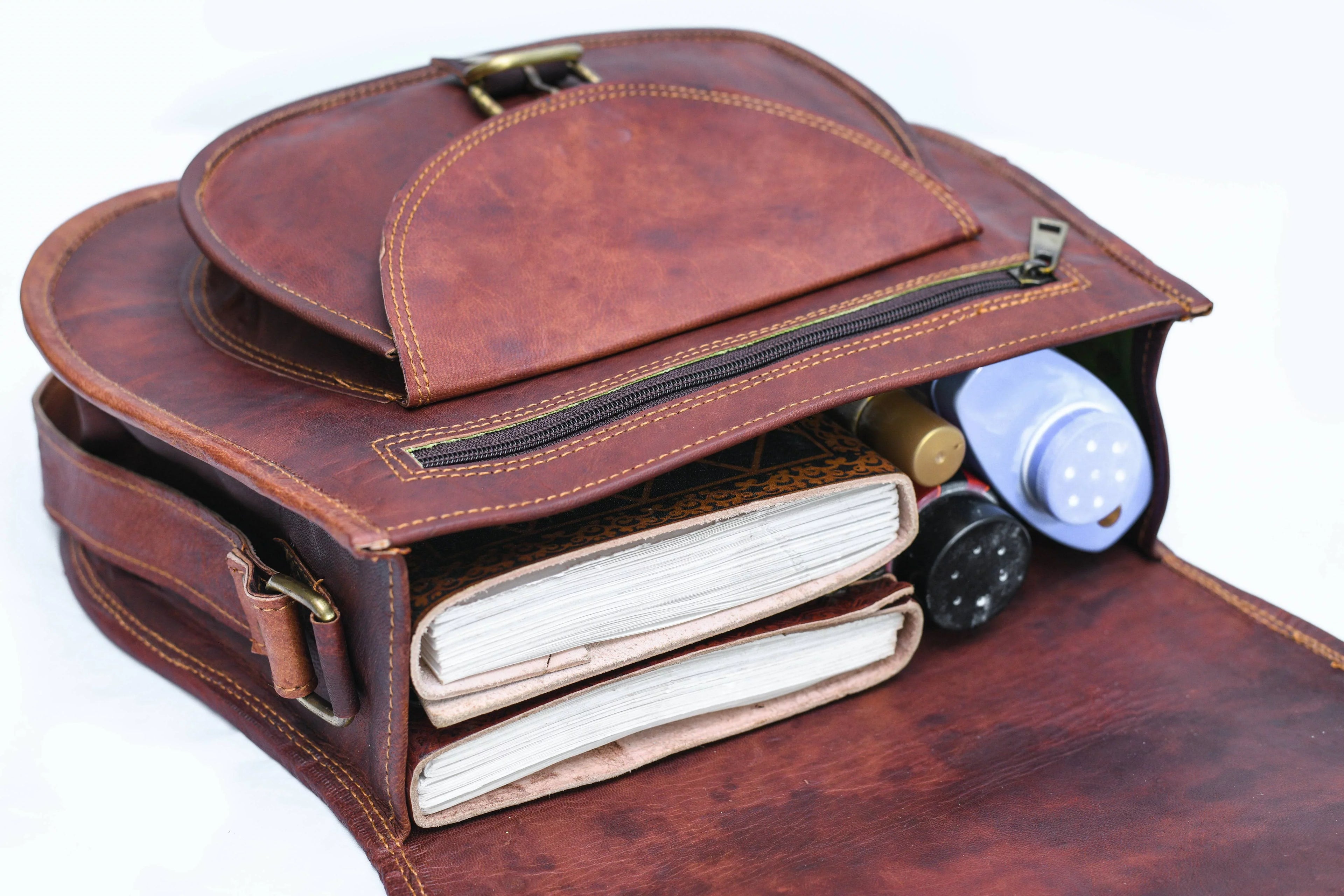 9" Women's Real Leather Shoulder Cross Body Satchel Saddle Tablet Retro Rustic Vintage Bag Handbags Purse