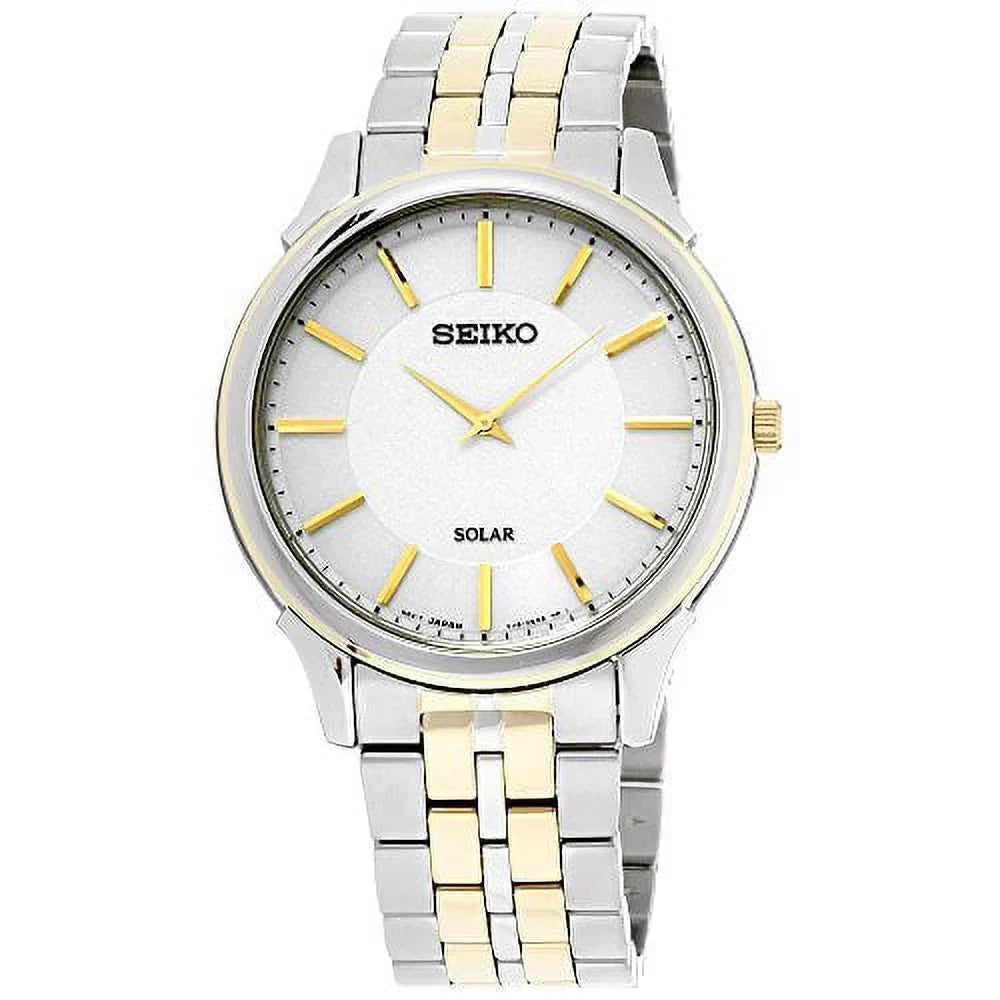 Seiko Men's  Core Solar White Dial Two Tone Steel Power Reserve Watch